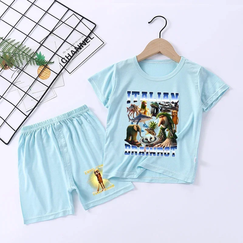 

Tung Tung Tung Sahur Pajamas Italian Brainrot Trendy Boy Nightwear Children Home Clothing Casual Night-clothes Anime Sleepcoat