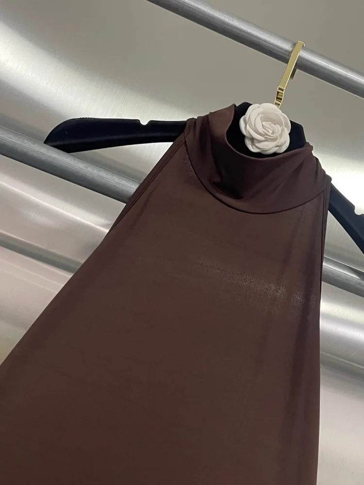 여성용 2025 디자이너 홀터 하이넥 스모크드 바디콘 패셔너블 러플드 칵테일 파티 드레스 봄 여름 이브닝 드레스