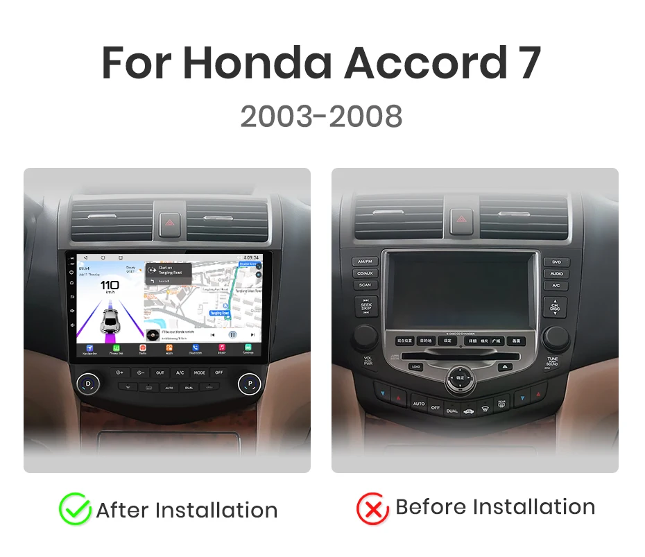 Junsun Qualcomm 8-Core 360 Kamera Drahtlose CarPlay Android Auto Auto Radio für Honda Accord 7 2003-2008 GPS Multimedia – Detail 7