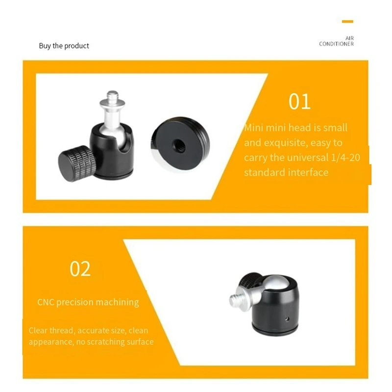 Universal Mini Tripod Ball Head 1/4-20 Base Adapter Degree For Interface Stabilizer For Camera Spare Parts Accessories