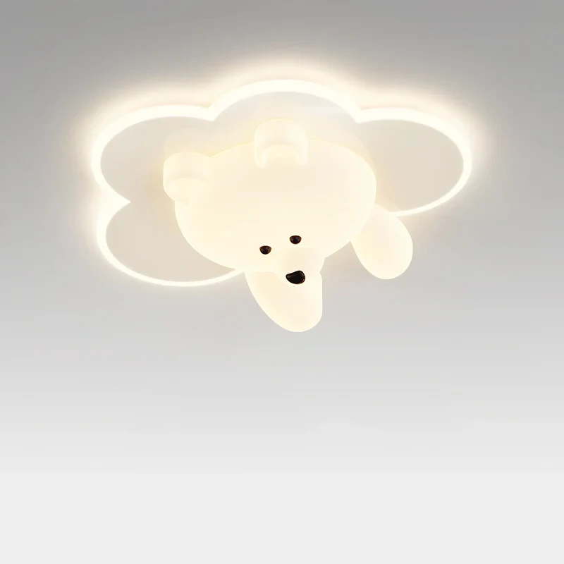 

Bear Ceiling Light Cream Ceiling Lamp Cute LED Clouds Round Lighting Fixtures For Bedrooms Children's Room Study Hanging Lamp