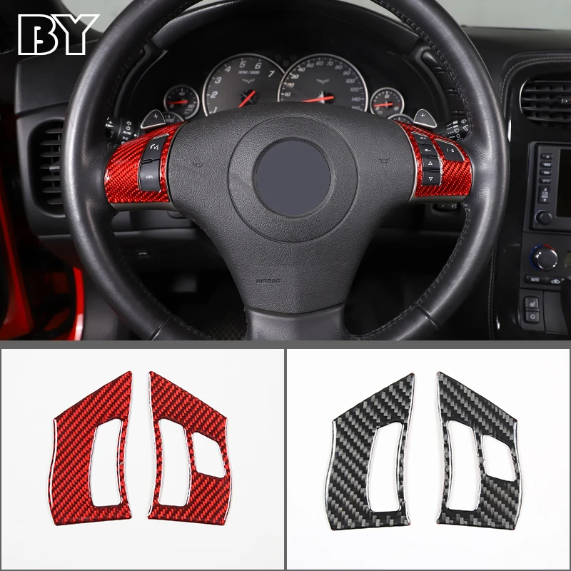 

For Chevrolet Corvette C6 2005-2013 Soft Carbon Fiber Car Steering Wheel Button Frame Decoration Sticker Auto Accessories