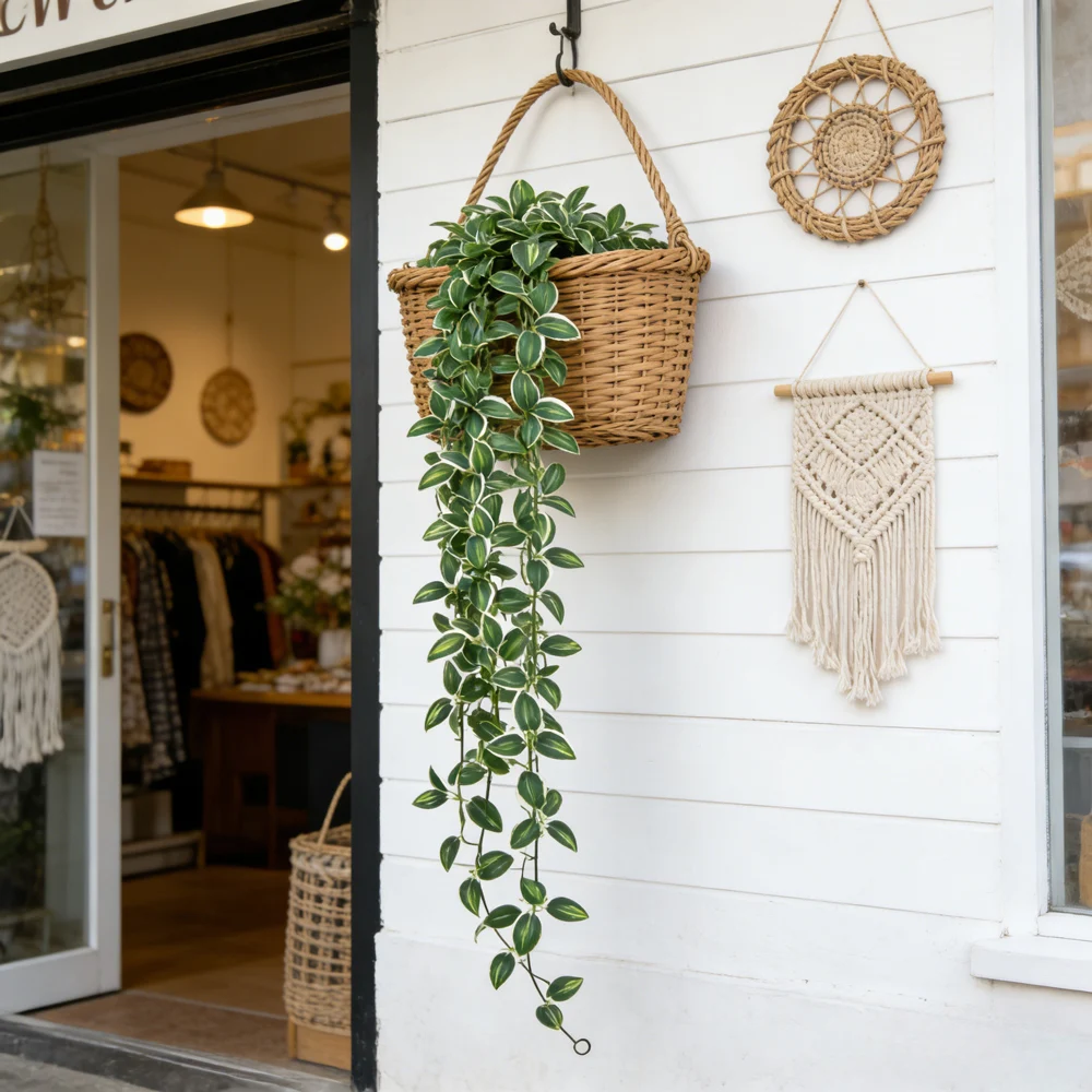 175 cm künstliche Pflanzenranken, künstliche hängende Efeuranken, Wanddekoration, Scindapsus-Pflanzen, künstliche Rattanblätter, Seiden-Pothos-Blätter für Haus- und Gartendekoration – Detail 3