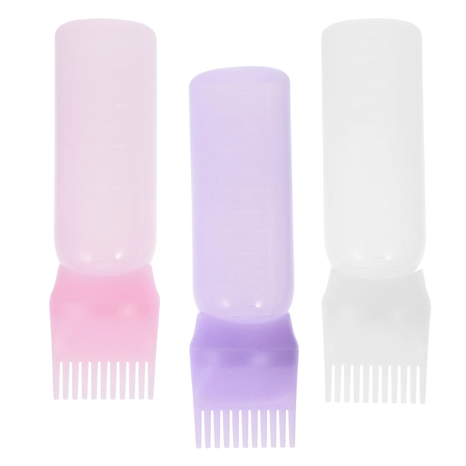 

3Pcs Hair Dye Bottle Applicator Comb Graduated Scale Salon Hair Coloring Root Treatment Precision Dispensing Tool