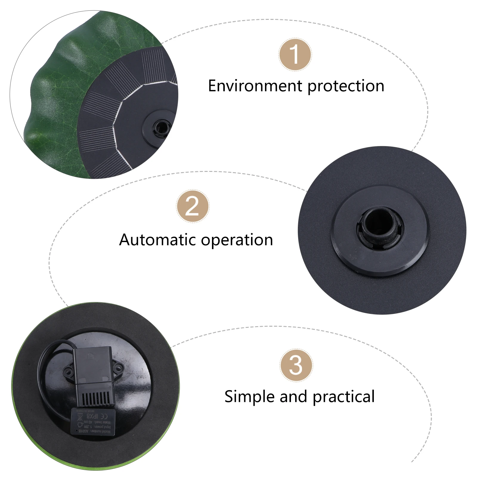 

Lotus Leaf Shape Solar Fountain Pump Green Floating Style Automatic Solar Water Pump for Garden Pond Pool Decoration