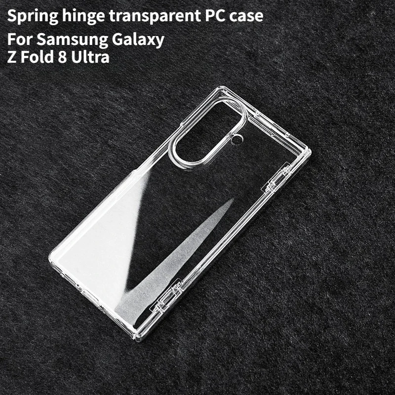 for Samsung Galaxy Z Fold 8 Ultra Fashion Transparent PC Spring Hinge Protect Case Skin Feel Anti-Fingerprint Shockproof Cover