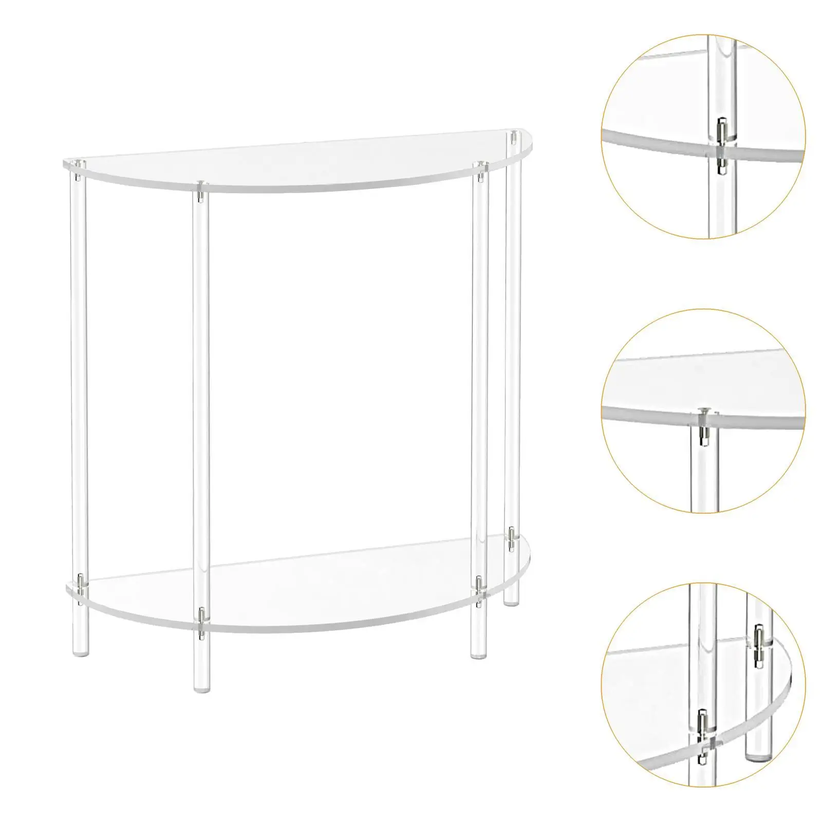 Acrylic Side Table Two Tier Compact Modern Nightstand for Sofa Home Small Space Furniture