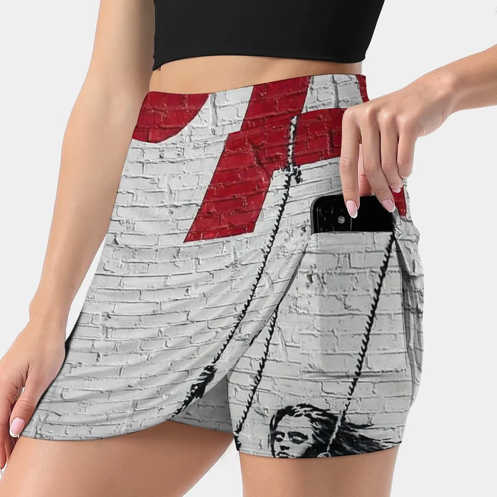 Banksy Swinging Girl Women's skirt Aesthetic skirts New Fashion Short Skirts Banksy Graffiti Bansky Graffiti Street Art Banksy