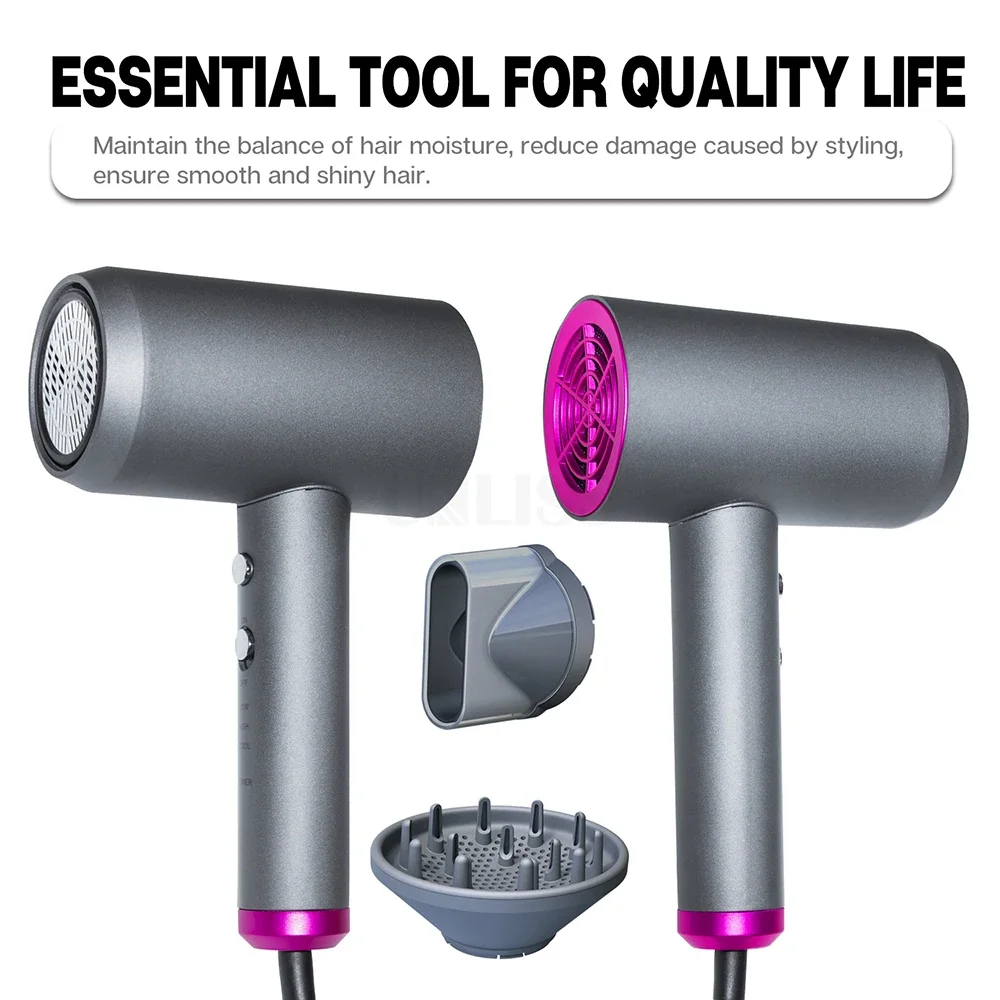 مجفف شعر أيوني احترافي قوي 1800 وات سريع الجفاف منخفض الضوضاء مع مكثف ومرفقات ناشر الفوهة