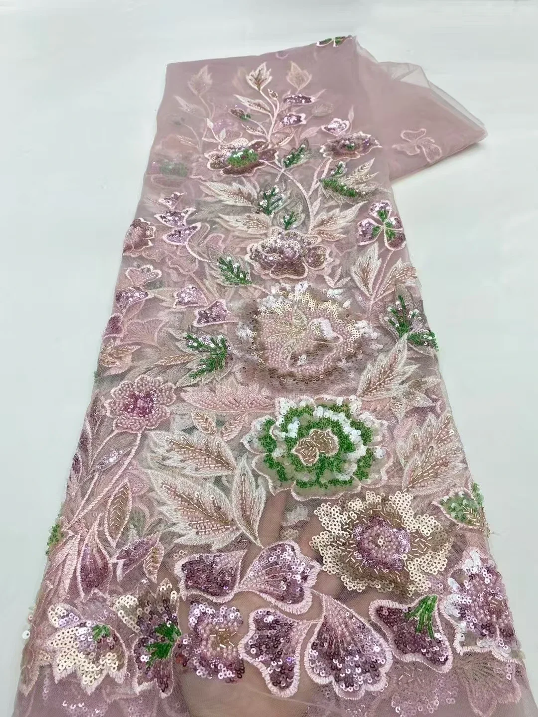 

Новейшая розовая кружевная ткань с блестками в африканском нигерийском стиле, расшитая бисером, 2025, высокое качество, французская кружевная ткань ручной работы с бусинами для вечеринки PXX25147