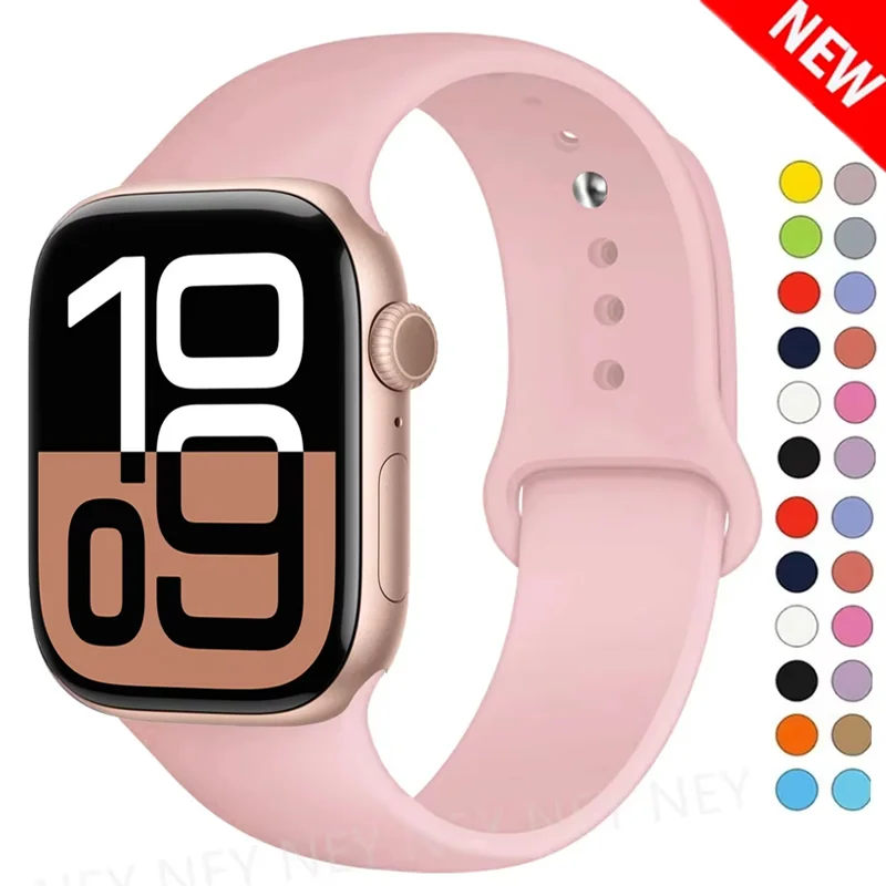 Silicone Sport Band For Apple Watch straps 45mm 44mm 40mm 41mm 42mm-46mm bracelet iwatch series 8 7 6 5 4 3 SE 9 10 Ultra 2 49mm