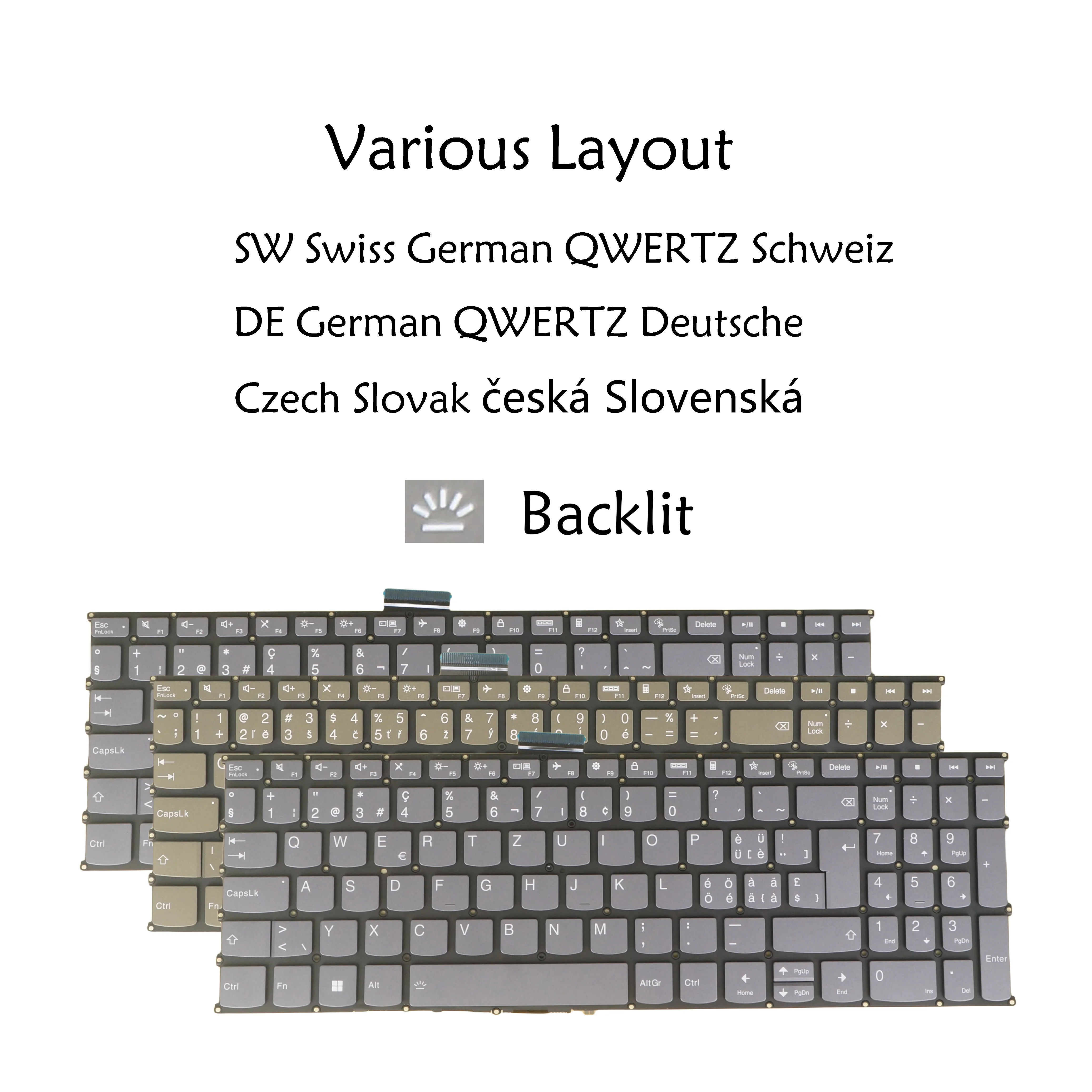 

German Swiss Czech Slovak Backlit Laptop Keyboard For Lenovo V15 G2 IJL/ G2-ALC/ G2-ITL/ G3 ABA/ G3 IAP/ G4 AMN/ G4 IAN/ G4 IRU