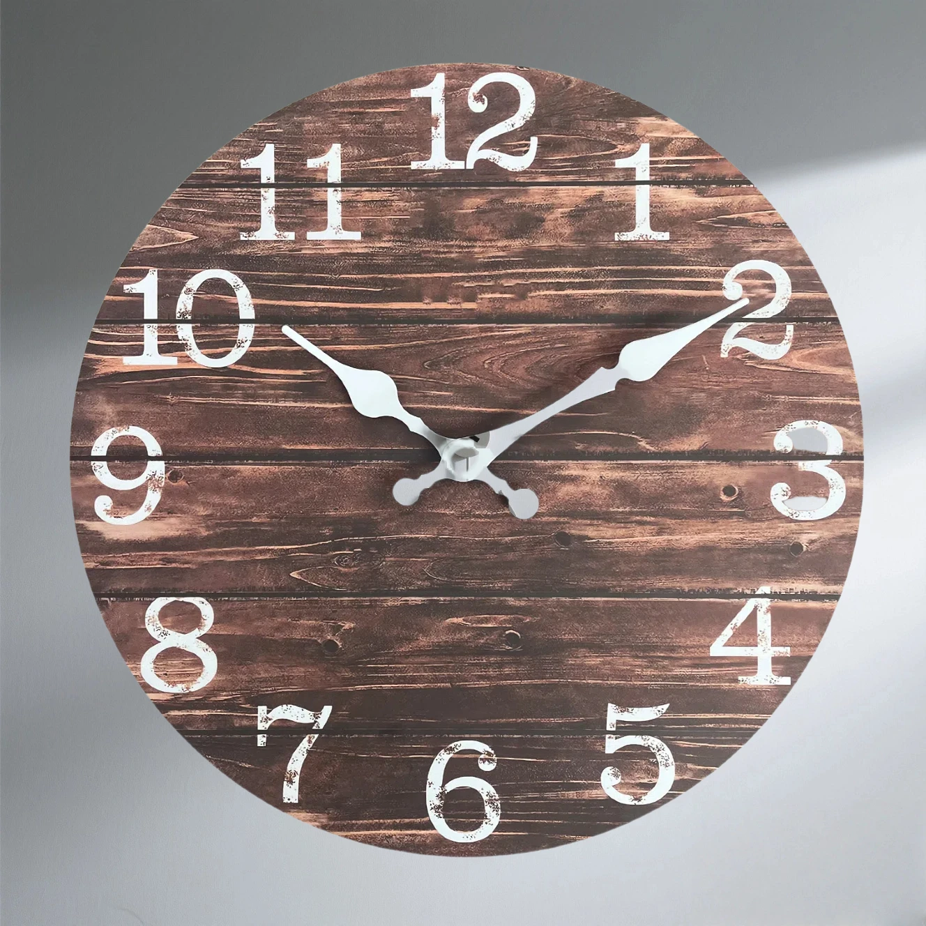 

Charming Farmhouse Decor! 12inch European Creative Wooden Silent Clock, Round Living Room Bedroom Wall Clock, Vintage Home Decor