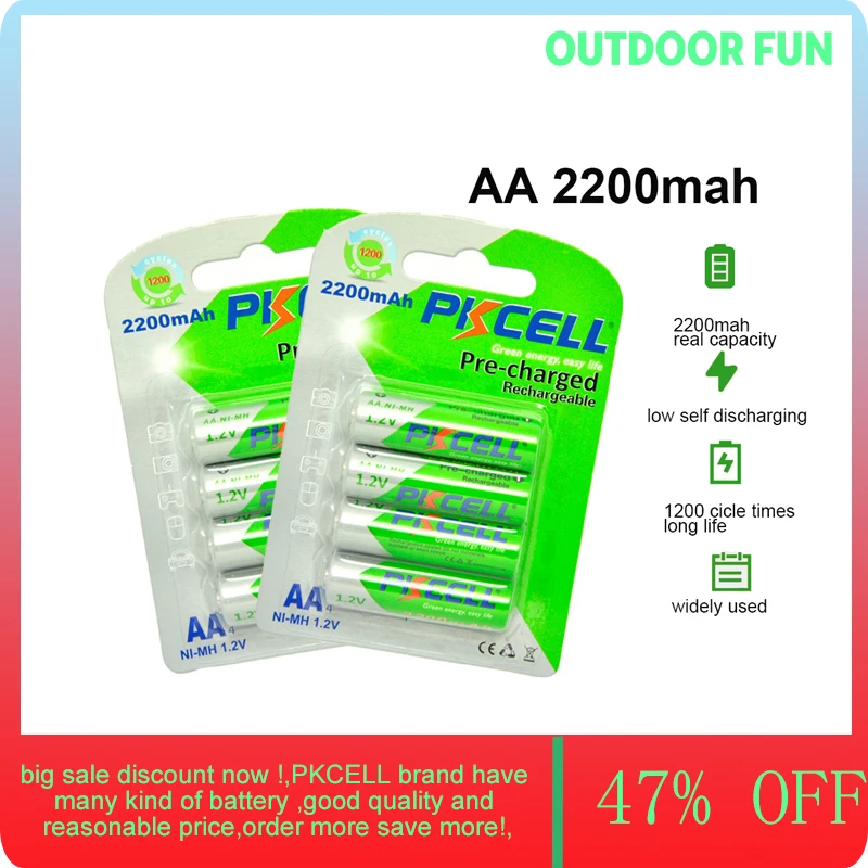8PC PKCELL AA Batterij 2200mah AA Oplaadbare Batterij 1.2v NI-MH Batterijen en 2PC Batterij Box voor voor Muis Afstandsbediening Speelgoed