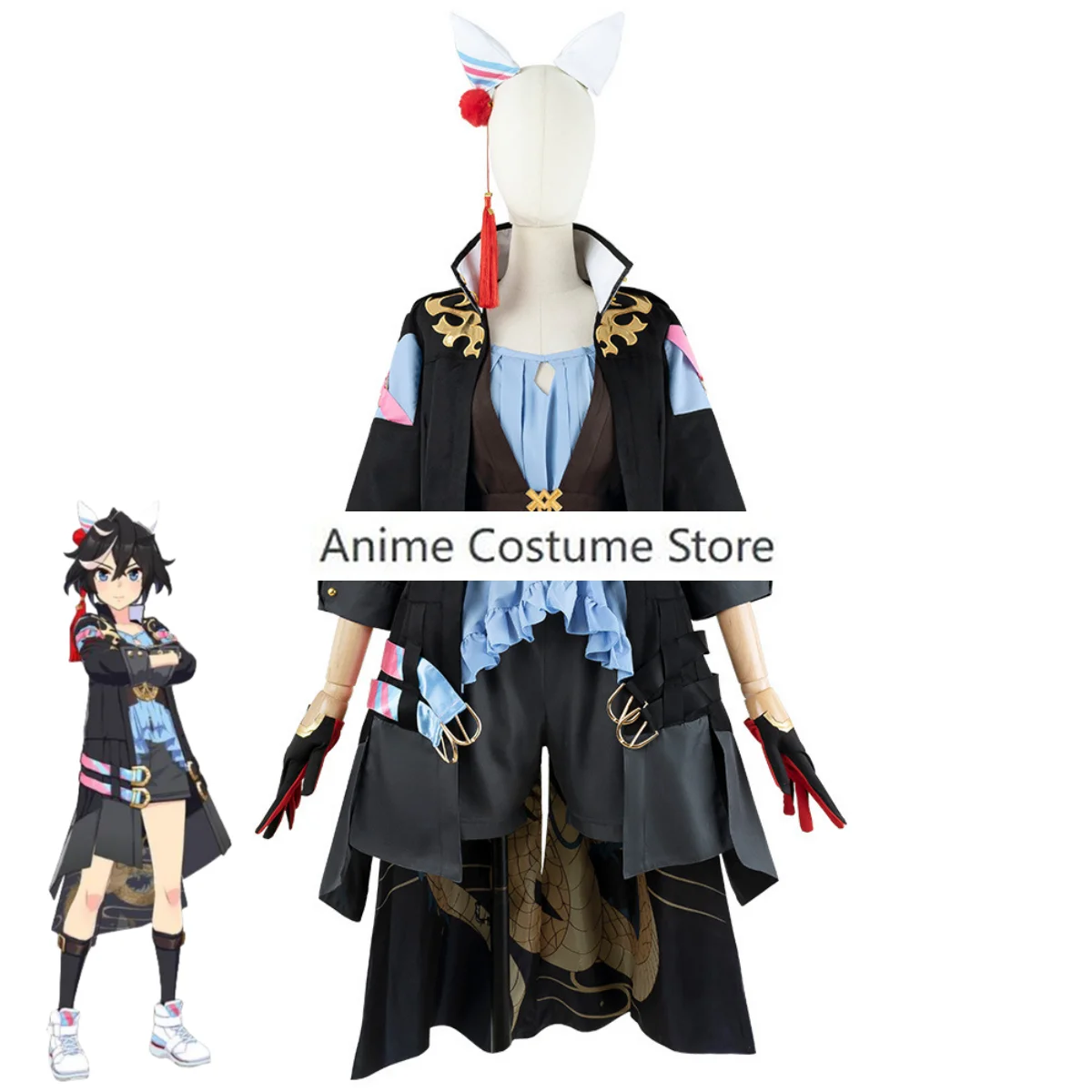 Anime Game Umamusume: Pretty Derby Katsuragi Ace Cosplay Costume Printing Coat Uniform Trousers Wig Man Carnival Halloween Suit