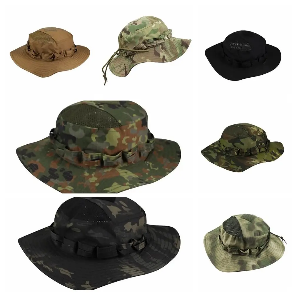 

Durable Large Brim Fisherman Hat Sunscreen Breathable Bucket Benny Hats Foldable UV Protection Multicam Fishing Sun Cap Outdoor