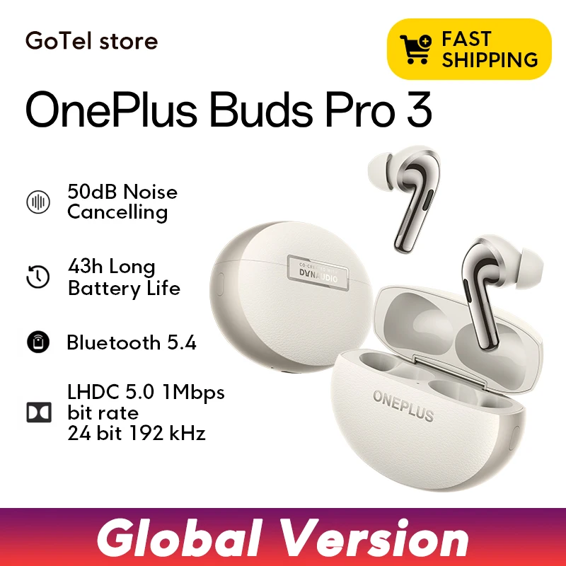 Global Version Oneplus Buds Pro 3 TWS Bluetooth Earphone 50dB Active Noise Canceling 43h Battery Life Bluetooth 5.4 IP55 AAC SBC