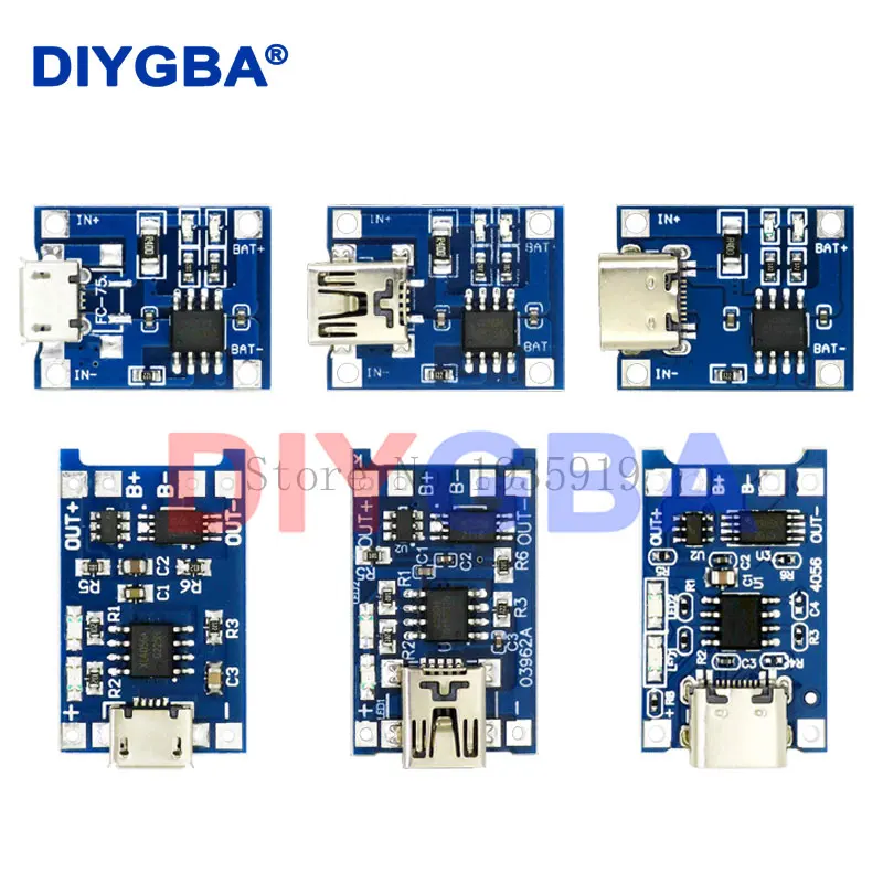 100 stücke Mini Micro Typ-c USB 5V 1A 18650 TP4056 Lithium-Batterie Ladegerät Modul Lade Board mit