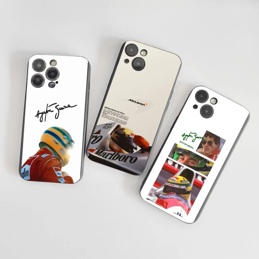 1PC A-Ayrton S-Senna F1 Racing Phone Case Silicone Soft For iPhone 16 15 14 13 12 11 X XR Plus Pro Max Plus