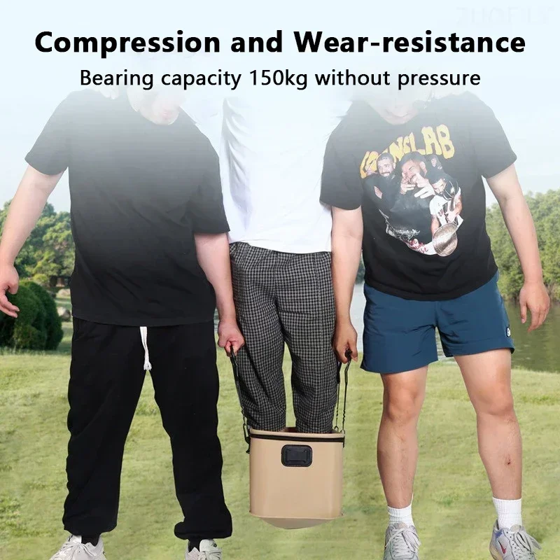 دلو صيد قابل للطي دلو السمك الحي مع غطاء شبكي 12-34L إيفا سطل المياه مع مقود لملحقات أدوات صيد الأسماك البرية