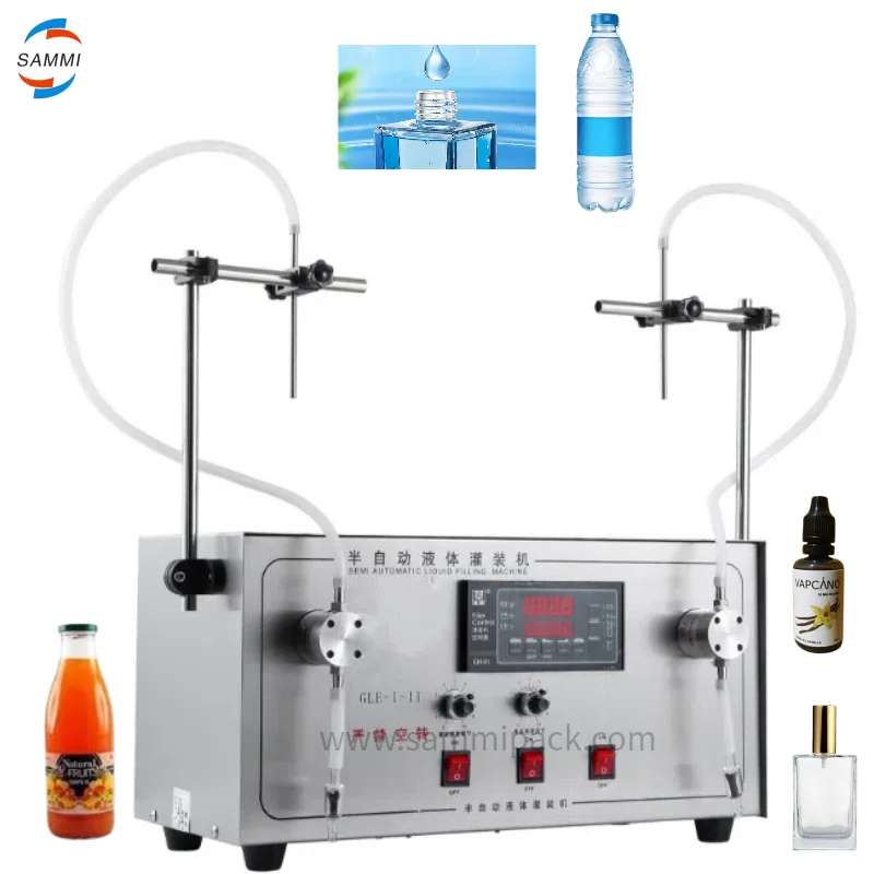 Easy To Operate Double Head Magnetic Pump Liquid Filling Machine 1000-5000ML Gear Pump Water Oil Juice Liquid Bottling Machine