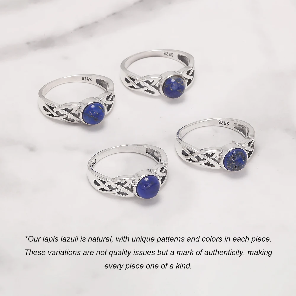 925 Solid Silver Natural Lapis Lazuli Stone Ring dla kobiet Elena Daylight Ring Vampire Diaries Vintage Jewelry Gift