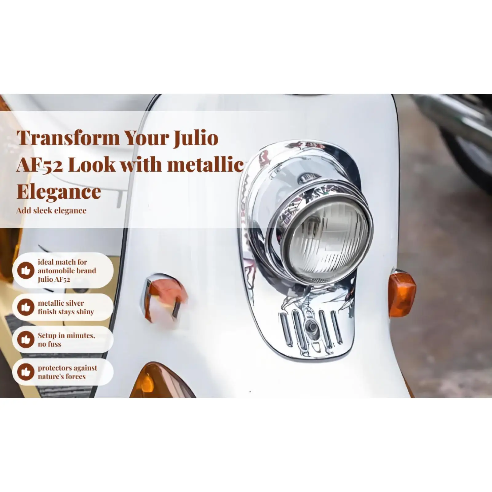 Motorcycle Headlight Cover Silver Plastic Protective Decorative for Julio AF52 Scooter