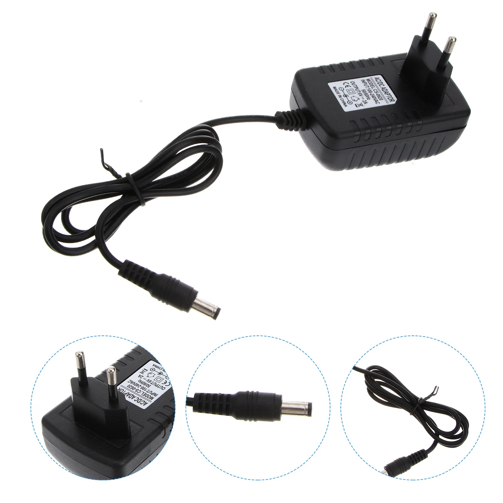 

Black 6V 2A Power Adapter Ac 100-240V Input 5.5x2.1mm Dc Plug Eu Version High Performance for Home and Travel