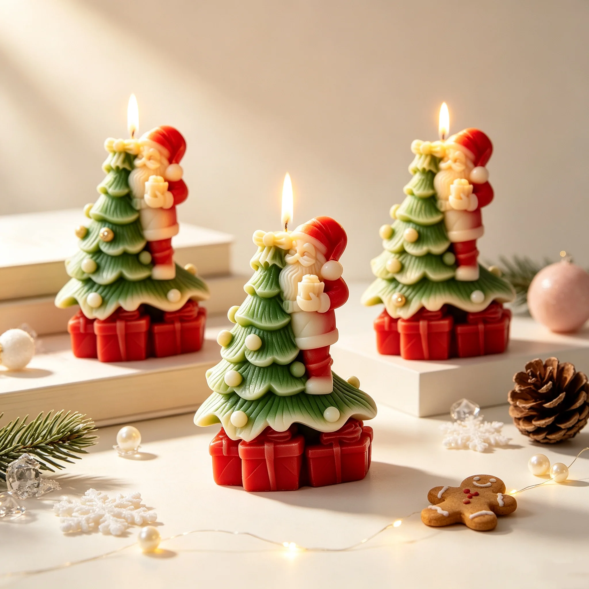 3D Christmas Santa Tree Gift B - đánh giá và giá Kraft Box Candle