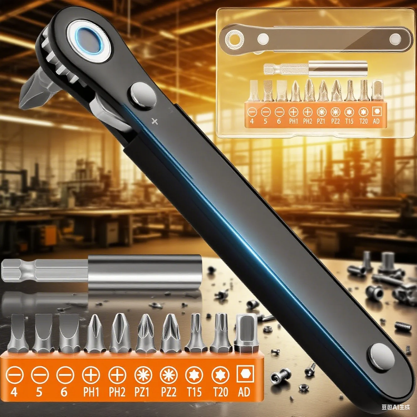Right Angle Screwdriver Mens Gifts - 90 Degree Offset Ratcheting Screwdriver Pocket Mini Low Profile Ratchet