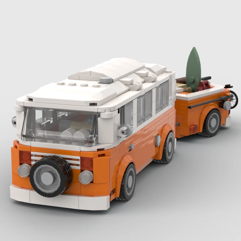 New city 1973 Classic T2 Camper Van car Roulotte trailer model creative ideas child Toy Birthday Gift Technical blocks MOC-10220