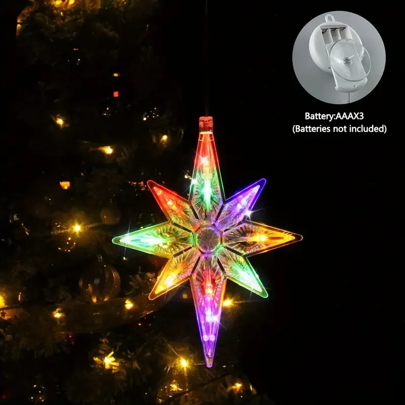 Polaris Sucker String Lights Decoración de ventanas - Luces de cortina con pilas, para Navidad/Año Nuevo/Boda/Decoración del dormitorio del hogar