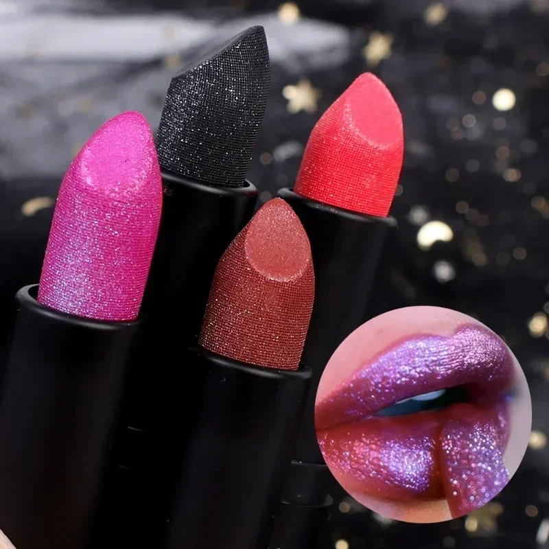 Moisturizing Glitter Lipstick 7 Colors Waterproof Lasting Matte Non-stick Cup Pearlescent Diamond Lip Tint Red Sexy Lips Makeup