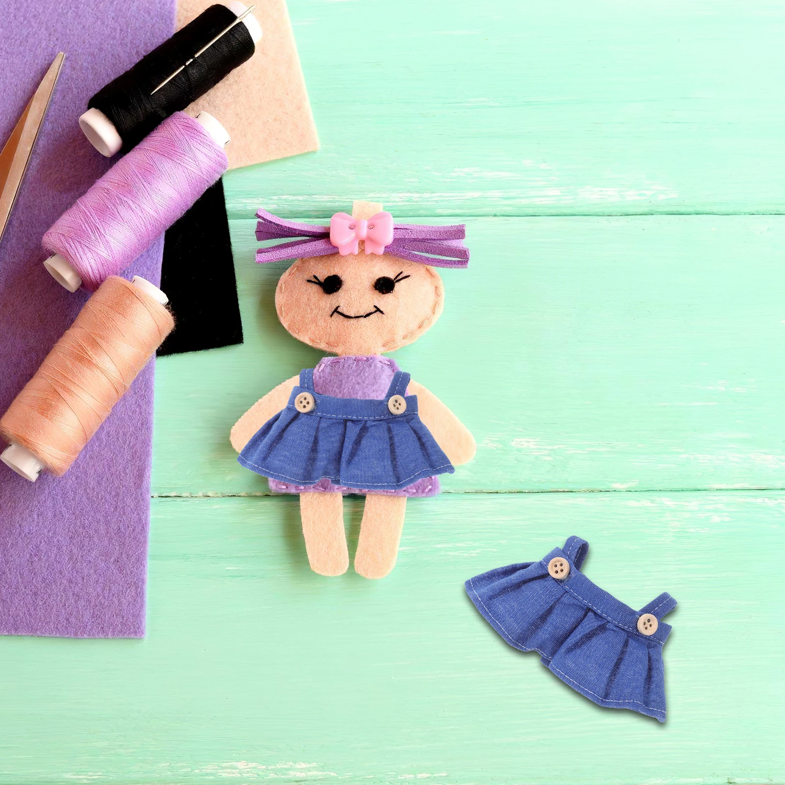 

4 Pcs Glue Clothing Clothes Overalls Apparel Dress Skirt Cute Outfit for Dolls