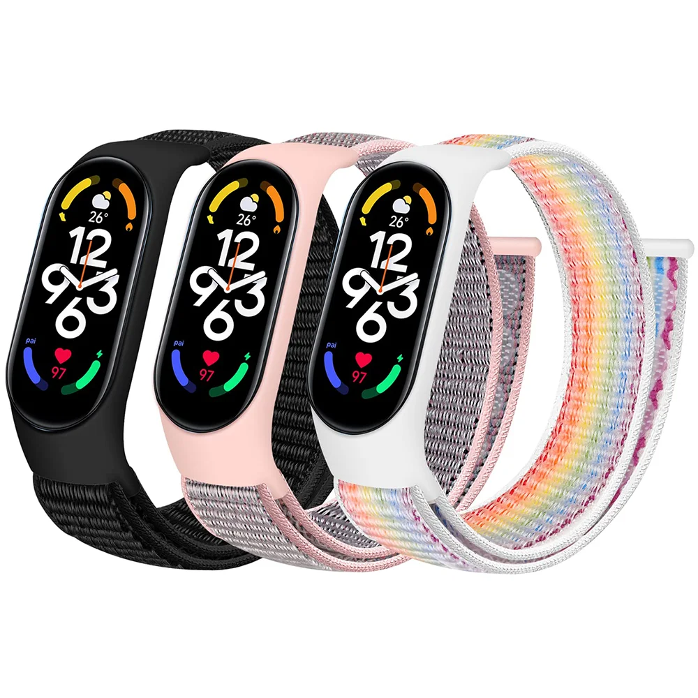 Nylonschlaufe für Xiaomi Mi Band 7, Ersatzbänder, 2 Stück, weiches, verstellbares Armband-Armband, Pulsera für Miband 8, 7, 6, 5, 4, 3, Armband
