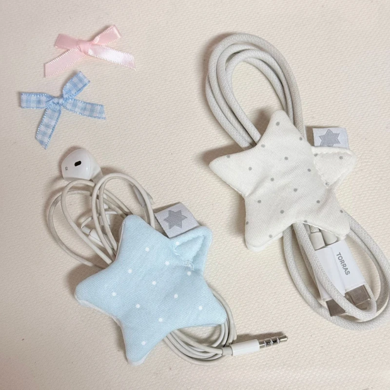 1pc Korean Version of Star Earphones Storage Data Cable Machine Organizing Ins Style Cute Wave Point Storage Artifact