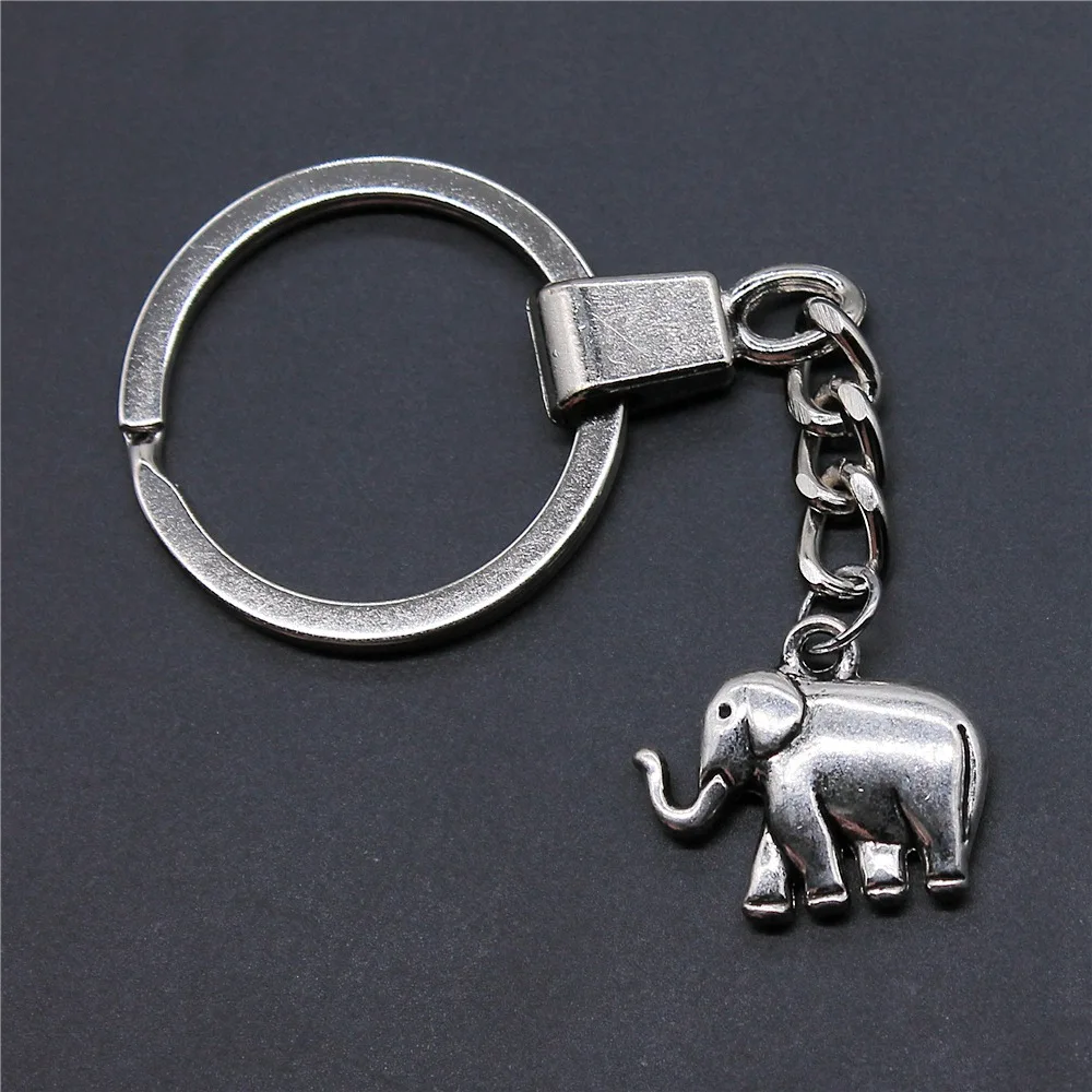 Woemn Men Keychain Antique Silver Color 21x18x5mm Elephant Pendant Keyring Gift