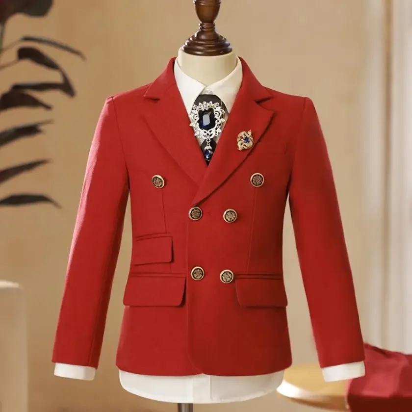 6PCS Children's Sets High-End Flower Boy Host Piano Performance Blazer Traje De Niño Para Boda Boy Suits A4116