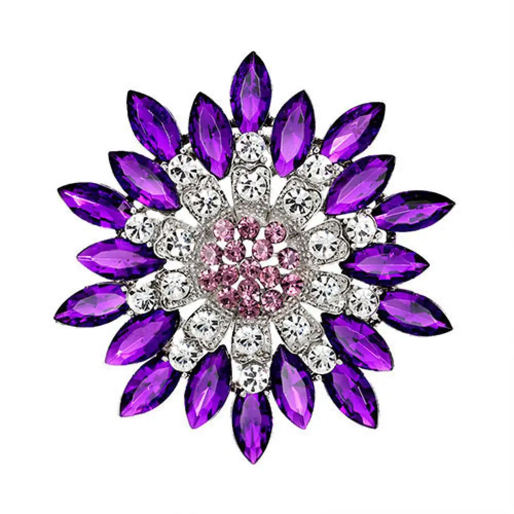 Luxury Women Fashion Flower Brooch Crystal Rhinestone Jewelry for Wedding Brooch Party Gift