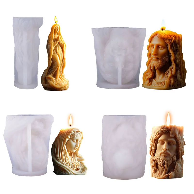 Icon Series Scented Candle Silicone Mold DIY Three-dimensional Religious Candle Portrait Relief Handmade Aromatherapy Resin Mold