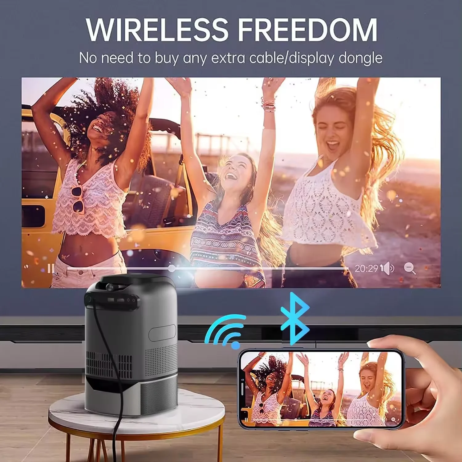 ATB Projector Android 11 4K 1920*1080P TS-1 Dual Wifi 260ANSI  BT5.0 Cinema Outdoor Portable Projetor TS-1