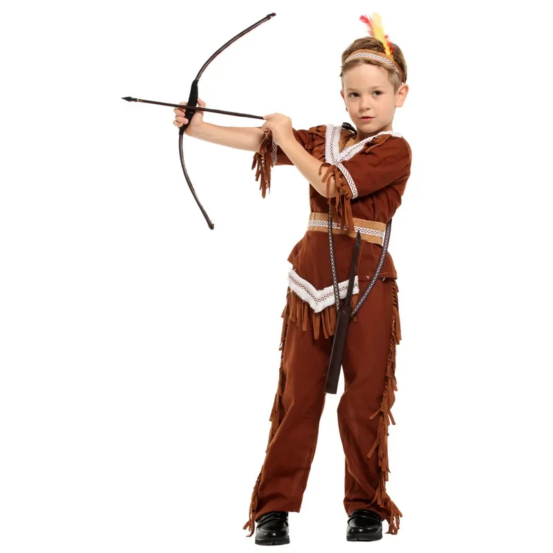 Kids Archer Cosplay Costume Boys Indian Hunter Costume Prince Cosplay for Boys Halloween Purim Carnival Party Outfits