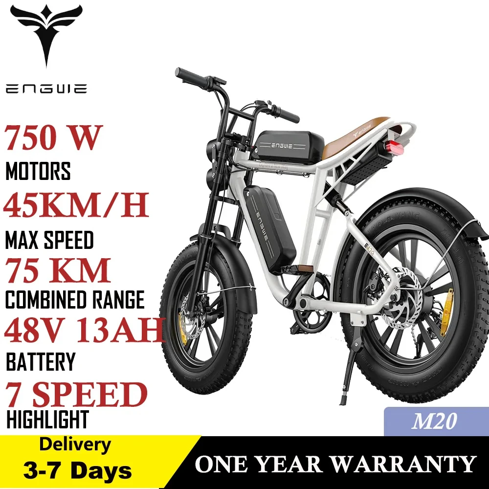 ENGWE M20 Electric Bike 20*4.0'' Fat Tires  with 750W Brushless Motor,48V 13AH Battery,45KM/H Max Speed for Outdoor