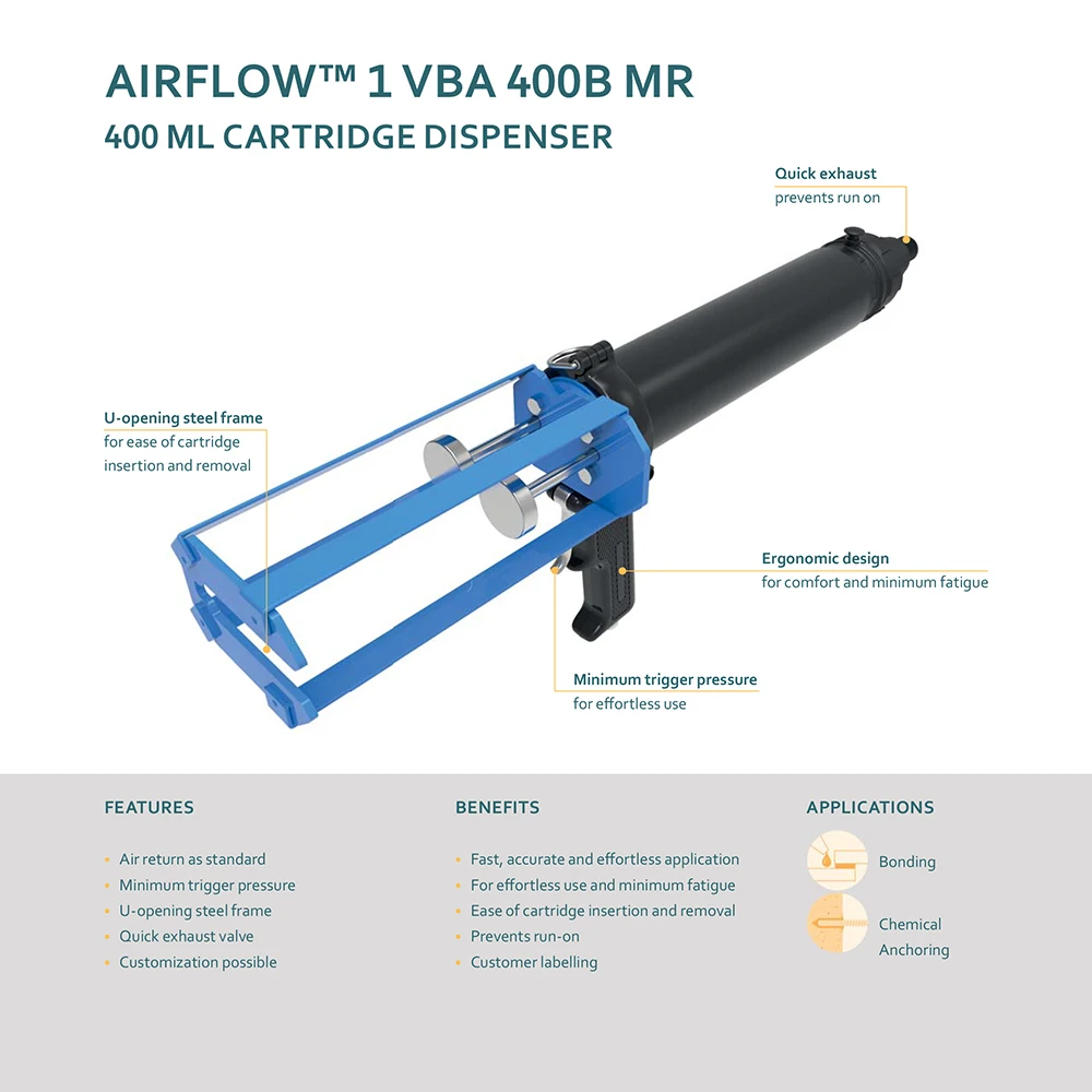 

Sulzer COX VBA 400B MR A 2-Component Pneumatic 400mL 1&2&4&10:1 Dispenser glue gun