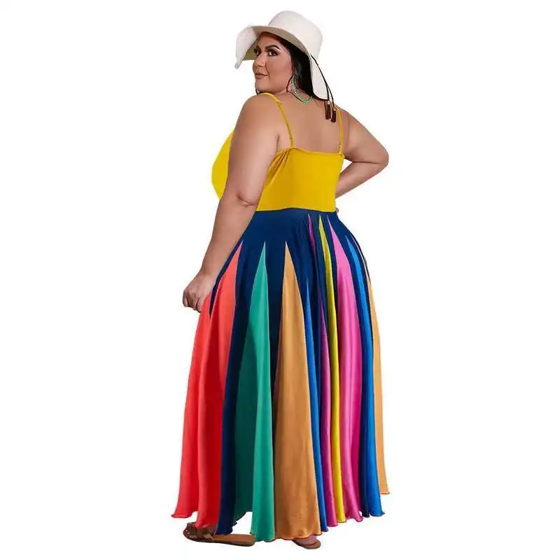 My801 Plus Size Women's Summer New Item Irregular Multi-color Large Swing Dress New Item 2025 Party Summer Elegantes Casual Y2k