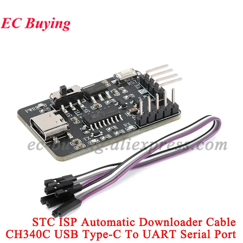 2Pcs/1pc CH340C STC ISP Microcontroller Program Automatically Downloads Programmer Module USB Type-C to UART Serial Port Board