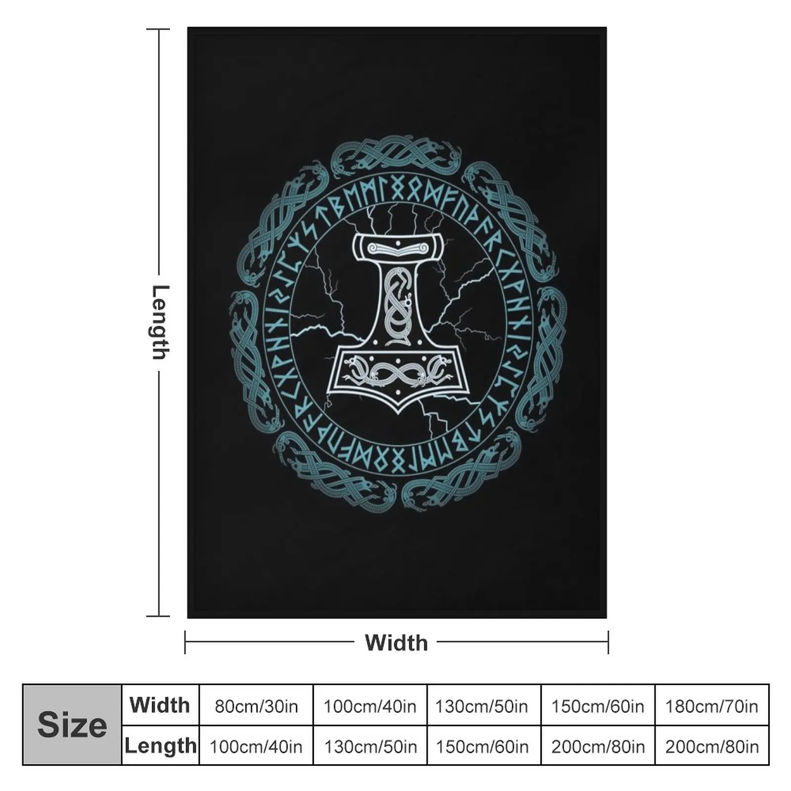 Mj?lnir Hammer of Thor Runes Throw Blanket Decorative Bed Blankets Soft Big Blanket Tourist Blanket Luxury Brand