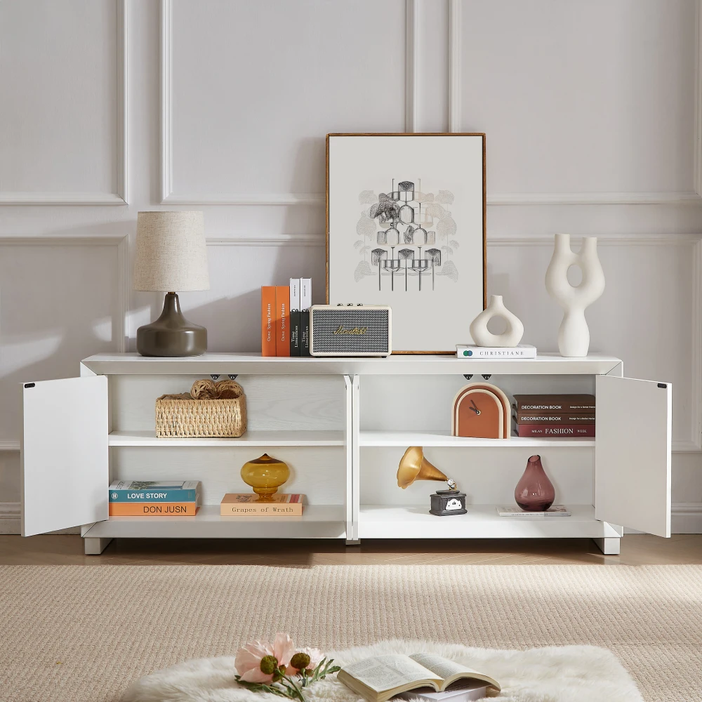 Armoire de Rangement pour Buffet, Meuble TV de Style Moderne pour Salon, Cuisine, Chambre à Coucher, Entrée Blanc