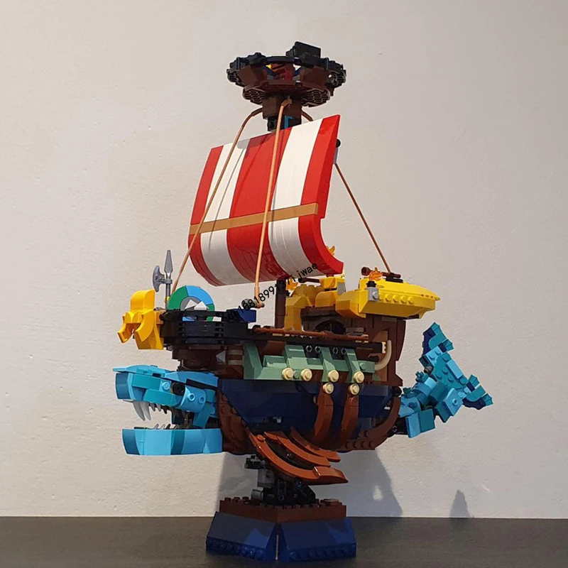 Modelo de Navio Tubarão Viking Building Blocks Idéias Criativas DIY, Brinquedos Infantis, Presente de Aniversário, Série Pirata Medieval, Novo, Venda Quente