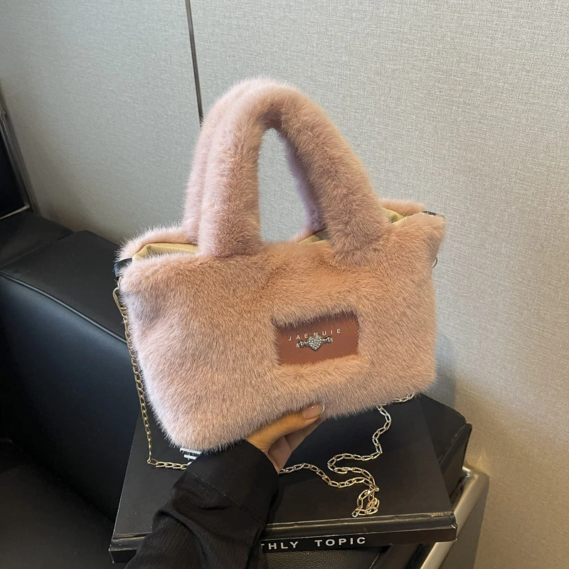 

Плюшевые бархатные сумки через плечо с застежкой для женщин, милые осенне-зимние сумки 2025, новые однотонные универсальные молодежные сумки на плечо